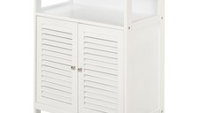 kleankin Dulapior pentru baie cu usi cu doua canaturi economie spatiu rezistent la umezeala din MDF alb 60 x 30 x 81.6cm