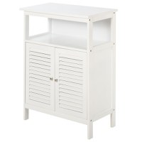 kleankin Dulapior pentru baie cu usi cu doua canaturi economie spatiu rezistent la umezeala din MDF alb 60 x 30 x 81.6cm - 1