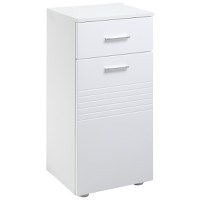 Kleankin Mobilier Baie cu Sertar si Dulapior 1 Usa, Dulapior Multifunctional din Lemn, 35x30x77,5 cm, Alb - 1