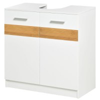 Kleankin Mobilier Sub Chiuveta Baie, Spațiu Optimizat cu Uși din Lemn, Design Compact, 60x30x60.5 cm, Alb | Aosom Romania - 1