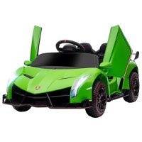 Lamborghini Veneno Electric cu Licenta 12V pentru Copii cu Usi Tip Fluture, Baterie Portabila, Claxon, pentru 3-6 ani, Verde HOMCOM | Aosom Romania - 1