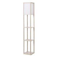 Lampa de Podea cu 3 Polite Integrate, Cuplare E27 Putere 40W, Mobilier Modern din MDF, 26x26x160cm, Stejar HOMCOM | Aosom RO - 1