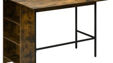 Masa de bar pliabila HOMCOM in stil industrial cu 3 rafturi, din lemn si otel 120x76x91.4cm | Aosom Romania