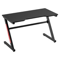 Masa de Birou Gaming Moderna HOMCOM pentru Camera sau Birou cu 2 Orificii pentru Cabluri, din Metal si MDF, Negru, 120x60x73cm - 1