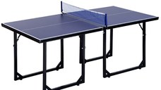 Masa de Ping Pong Pliabila, Multifuncitonala, cu Plasa din Otel si MDF, 182x91x76cm - Albastru HOMCOM | Aosom Romania