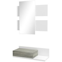 Mobilier de Intrare 2 in 1 cu Oglinda de Perete 75x3.5x75cm si Sertar 75x30.5x20cm, pentru hol, din MDF si Sticla, Gri-Alb HOMCOM | Aosom RO - 1