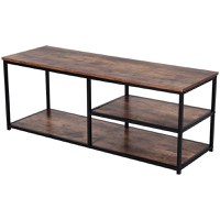 Mobilier TV Modern HOMCOM in Stil Industrial cu 3 Etajere, Lemn și Metal, Maro si Negru, 120x40x45 | Aosom RO - 1