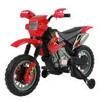 Motocicleta electrica HOMCOM pentru copii 3-6 ani din plastic PP cu roti de sprijin, faruri si muzica, 102x53x66 cm, rosu si negru - 1