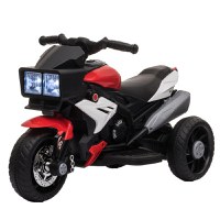 Motocicleta Electrica pentru Copii 3-5 Ani (max. 25kg) cu 3 Roti, Lumini si Sunete, Bateria 6V, Rosu, 86x42x52cm HOMCOM | Aosom Romania - 1