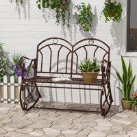 Outsunny Banca metalica Balansor de Gradina cu 2 locuri, stil Vintage, Finisaj in Bronz | Aosom Ro - 1