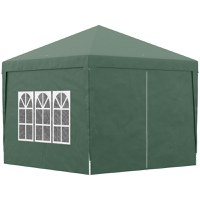 Outsunny Cort impermeabil 3x3 m pentru gradina, cort cu panouri laterale pliabile din otel si copertina din material Oxford, Verde - 1