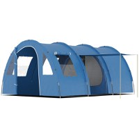 Outsunny Cort Tunel pentru 5-6 Persoane, Cort de Camping cu Doua Camere, cu Podea Cusuta, 2 Usi si Geanta de Transport | AOSOM RO - 1