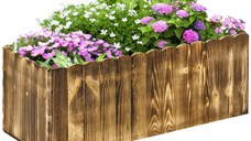 Outsunny Ghiveci Rectangular pentru Plante din lemn de Brad, 80x33x30cm