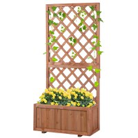 Outsunny Jardiniere din Lemn pentru Grădină cu Spătar pentru Plante Cățărătoare, Suport pentru Flori, Decor Exterior | Aosom Romania - 1