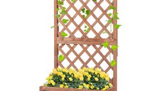 Outsunny Jardiniere din Lemn pentru Grădină cu Spătar pentru Plante Cățărătoare, Suport pentru Flori, Decor Exterior | Aosom Romania