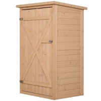 Outsunny Magazie Scule pentru Exterior, sopron din Lemn de Brad Impermeabil 75x56x115 cm - 1