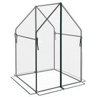 Outsunny Mini Sera De Gradina Cu 2 Usi Cu Fermoar, Sera Portabila Pentru Interior, Exterior, 90 x 90 x 145 cm, Transparent - 1