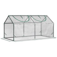 Outsunny Mini Sera de Gradina sera pentru plante cu 2 Ferestre Rulou si Copertina PVC Anti-UV, Transparenta | AOSOM RO - 1