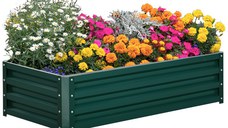 Outsunny Pat de Gradina Galvanizat Inaltat pentru Cultivare Legume Flori Plante Aromatice Cutie de Plantare Metalica Verde 120x90x30cm | Aosom Romania