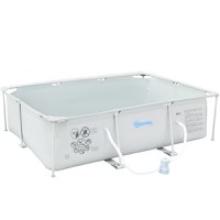 Outsunny Piscină de Grădină cu Filtru din Oțel/PVC 291x190x75cm Gri Spațioasă și Rezistentă Ideală pentru Relaxare în Familie | Aosom Romania - 1