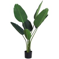 Outsunny Planta Artificiala Pasarea Paradisului Inalta 120cm, Planta Artificiala Strelitzia pentru Interior si Exterior cu Ghiveci - 1