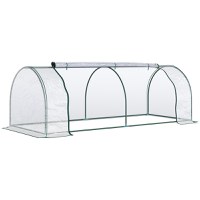 OUTSUNNY Sera de gradina cu cadru din otel si invelis din PVC, pentru gradinari, plante 250x100x80cm, Verde si transparent - 1