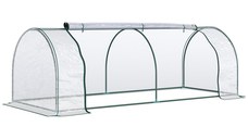 OUTSUNNY Sera de gradina cu cadru din otel si invelis din PVC, pentru gradinari, plante 250x100x80cm, Verde si transparent