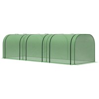 Outsunny Sera de Gradina tip Tunel din Otel si Plastic PP cu Usi care se Ruleaza 295x100x80 cm, Verde - 1