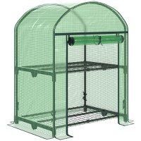 Outsunny sera mini de gradina, sera pentru ierburi, fructe, legume, plante, gradinarit copertina PE, 69x49x92cm, verde | AOSOM RO - 1