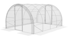 Outsunny Sera Tip Tunel Di Polietilena Cu Usa Cu Balamale, Cort Pentru Casa Cu Capac Din Pe Si Cadru Din Otel Galvanizat, Transparent 4x3x2m