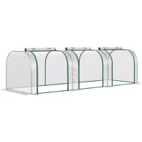 Outsunny Sera tip tunel din PVC transparent si otel, pentru plante si flori, cu usi cu fermoar, 295x100x80 cm | AOSOM RO - 1