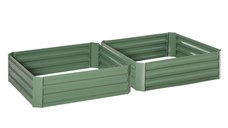 Outsunny Set 2 Paturi de Gradina Inaltate din Otel Galvanizat Colorat, Jardiniera de Gradina pentru Plante, Legume si Arbusti, 100x100cm, Verde