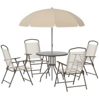 Outsunny Set Mobilier de Gradina cu Tuburi Otel 6 bucati, crem | AOSOM RO - 1