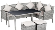 Outsunny Set Mobilier de Terasă 5 Piese, 2 Canapele, Masă de Cafea, 2 Scaune, Ratan Sintetic Gri, Design Modern | Aosom Romania