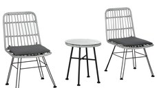 Outsunny Set Mobilier Grădină 3 Piese din Ratan, Salon Exterior cu Măsuță de Cafea și Scaune, Ideal pentru Spații Deschise, Gri | Aosom Romania