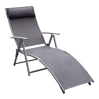 Outsunny Sezlong Relax Pliabil Schelet in Metal 137x63.5x100.5cm Gri - 1