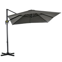 Outsunny Umbrelă de Grădină cu Manivelă de Mână cu Unghi Reglabil pe 5 Niveluri și Rotație la 360°, 245x245x248 cm, Gri | Aosom Romania - 1