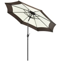 Outsunny Umbrela pentru gradina din poliester si metal cu 8 bare, cu acoperis inclinabil in 3 unghiuri, Ø265x243 cm, alb si culoare cafea | AOSOM RO - 1