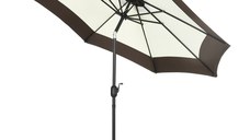 Outsunny Umbrela pentru gradina din poliester si metal cu 8 bare, cu acoperis inclinabil in 3 unghiuri, Ø265x243 cm, alb si culoare cafea | AOSOM RO