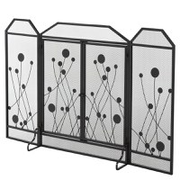 Paravan antiscantei pentru semineu, pliabil, usa magnetica, din metal otel, negru, 125x80cm HOMCOM | Aosom RO - 1