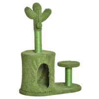 PawHut Arbore de Zgâriat în Formă de Cactus pentru Pisici, Funie de Sisal, Mingii, Culcuș, 78 cm, Verde | Aosom Romania - 1