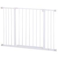 PawHut Barieră de Protecție Extensibilă pentru Câini, din Metal, 76-107x76 cm, Alb | Aosom Romania - 1