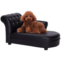 PawHut Canapele pentru caini Chaise Longue Canapea Tapitata pentru Animale, Negru, 82.5x45x41.5cm - 1