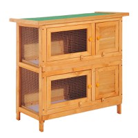 PawHut cusca de exterior pentru iepuri, lemn brad 90x45x90cm | Aosom Ro - 1