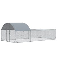 PawHut Gard de Exterior din Otel pentru Gaini 570x280cm, Cotet pentru Iepuri si Rate cu Folie de Acoperire din PE Anti-UV - 1