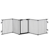 PawHut Poarta pentru Caini Talie Mica si Medie cu Structura Modulara cu 5 Panouri, Tarc Pliabil din Metal si Plastic, 300x3x74.5 cm, Negru - 1