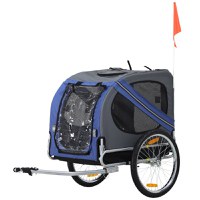 PawHut Rimorchio per Bicicletta per Animali Domestici Ruota 50 cm Impermeabile Grigio Blu - 1