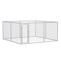 PawHut Tarc pentru Caini de exterior cu blocare din otel, 400x400x182cm, Argintiu - 1