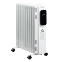 Radiator cu Ulei 11 Elementi, 3 Nivele de Incalzire, Timer si Temperatura Reglabila, 50.5x24x63cm, Alb HOMCOM | Aosom Romania - 1