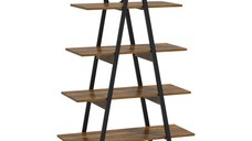 Raft Biblioteca Stil Industrial din PAL si Otel in Forma de A, 92x38.5x166 cm, Maro si Negru HOMCOM | Aosom Romania